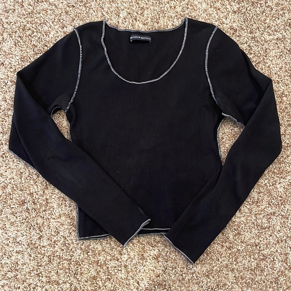 Black Brandy Melville top with white stitching